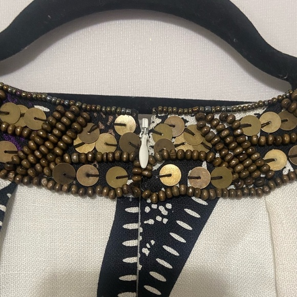 Peter Nygard LIKE NEW artsy geometric beaded linen blend sheath dress size 16 - Picture 4 of 6